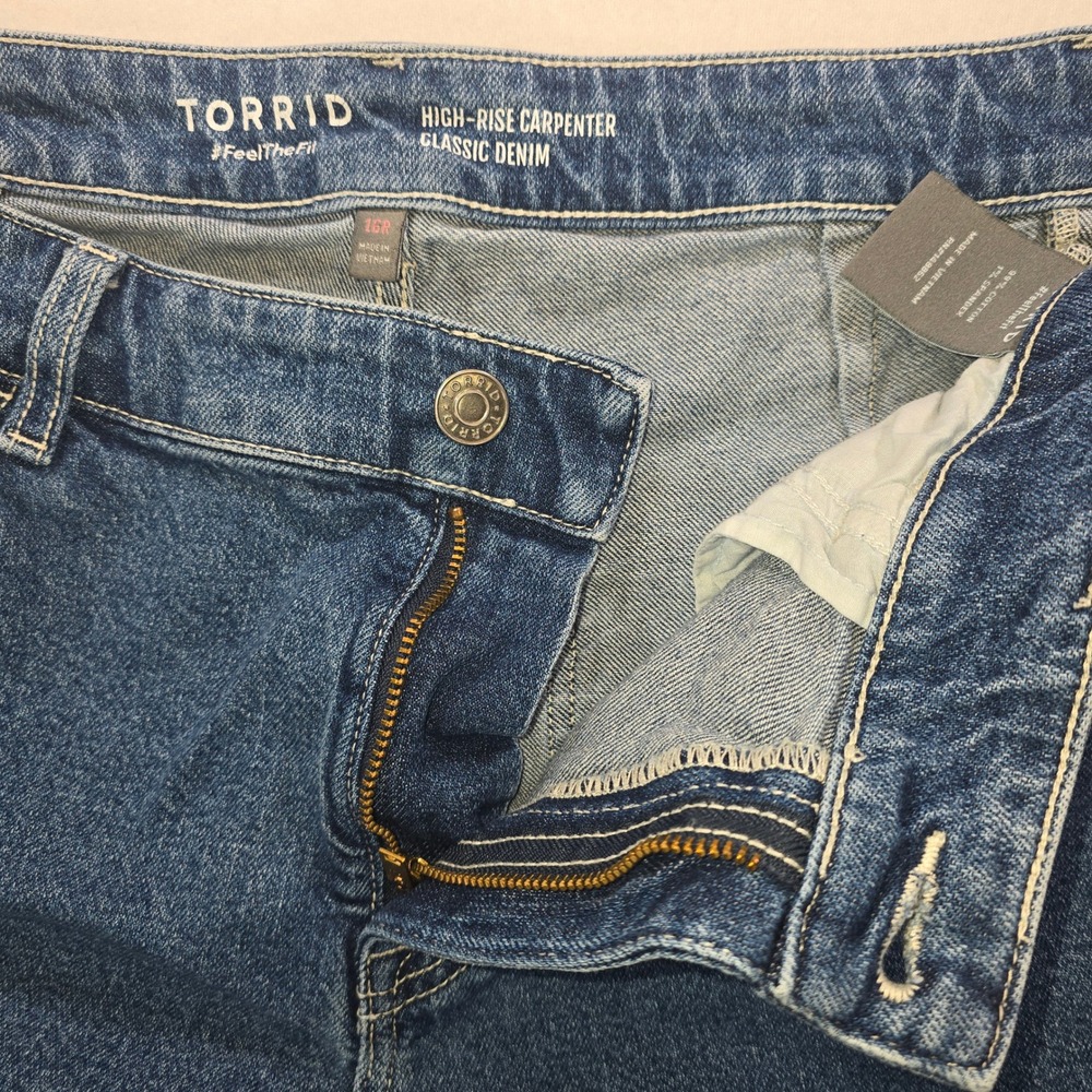 Torrid High Rise Carpenter Wide Leg Jeans Medium Wash Blue Denim Womens 16R - Picture 3 of 12